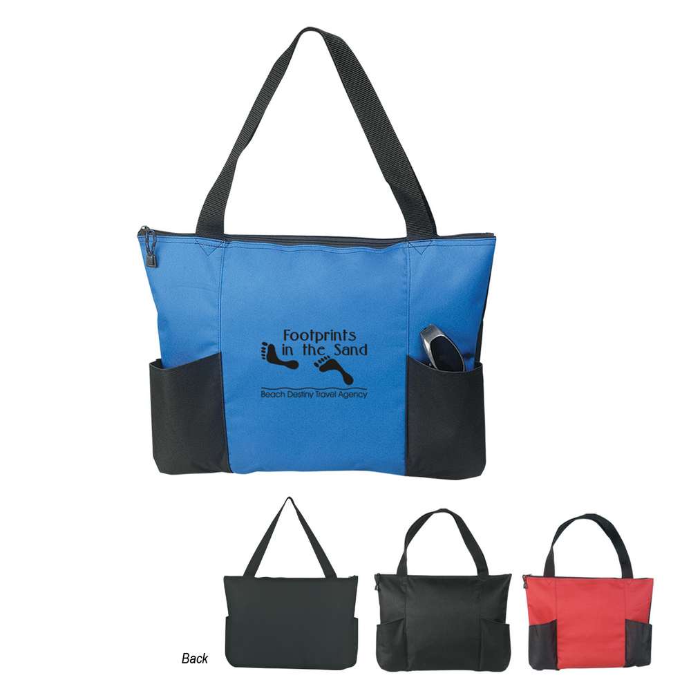 Double Pocket Zippered Tote Bag - Screen Printed - Promotion Pros